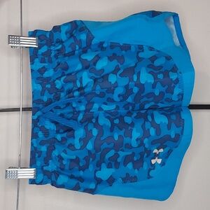 Under Armour Blue Camo Athletic Running Shorts Elastic Waist Youth Size Small